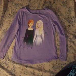 long Sleeved disney girls size 8 purple frozen 2 pajamas top